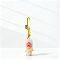 Porte-clés pendentif de sac et sac à dos en peluche, personnage Kawaii mignon aux cheveux bouclés, doux et résistant, avec cordon tressé et mousqueton