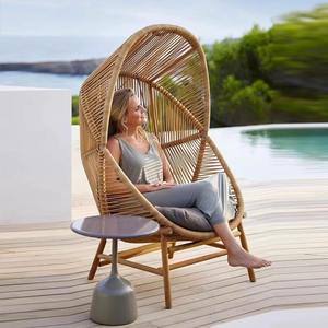 Hiện Đại Duy nhất wicker Gỗ Tếch đồ nội thất ngoài trời <span class=keywords><strong>Swing</strong></span> ghế với Recliner Rocking tính năng cho nhà Bar công viên hoặc hội trường sử dụng - Product Image 1