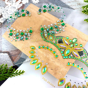 Bijoux de visage papillon sans colle, décorations de luxe en diamants brillants violets et dorés pour cosplay, concerts et déguisements - Product Image 5