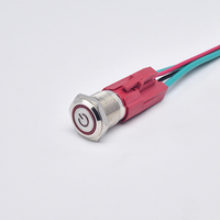 Interrupteur à bouton-poussoir en acier inoxydable 19 mm, 10A 15A 20A, courant élevé, 1NO, tête plate éclairée, étanche, pour panneau industriel