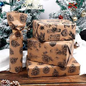 Factory Custom Disposable <b>Christmas</b> Wrapping <b>Paper</b> 43x1000cm Silicone Double-Sided Printing Roll Gift Packaging Custom Logo - Product Image 6