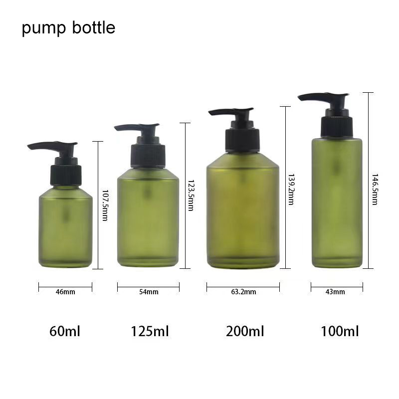 Stainless Steel Pump Green glass Bottles Thick Amber Glass Soap Dispenser