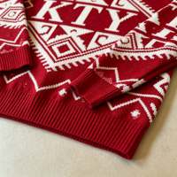 Pull en maille jacquard vintage à col rond pour homme, coupe ample, motif lettres, idéal pour Noël, vente en gros, personnalisable ODM