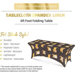 Manteles ajustables rectangulares de LICRA elásticos de lujo, diseño personalizado de perros Shiba para banquetes de boda, fiestas en stock para hoteles - Product Image 5