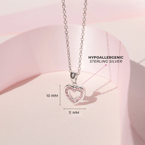 Joyería personalizada para niños de alta calidad <span class=keywords><strong>925</strong></span> Ajuste de plata esterlina Rosa CZ corazón colgante collar chica joyería fina Collar para mujer - Product Image 6