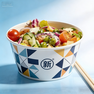 Bol en papier kraft jetable écologique de qualité alimentaire, personnalisable, design rond épais, avec couvercle léger, pour snacks, sushis, <span class=keywords><strong>poke</strong></span>, <span class=keywords><strong>repas</strong></span> - Product Image 2