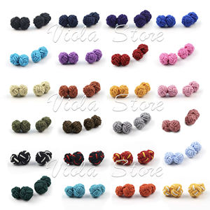 Boutons de manchette en corde extensible colorée, nœuds de soie, tissés à la main, simples, rose marine, pour hommes, Bar, fête, Club, manches quotidiennes, accessoire cadeau - Product Image 1
