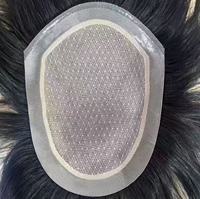 Système capillaire pour homme en cheveux humains, toupet de remplacement droit, base en soie noire naturelle de 6 pouces, haute qualité, prêt à être expédié