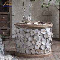 Table basse extensible en bois massif et fer forgé de style européen moderne, petite table d'appoint convertible durable en forme de pétale, salon créatif