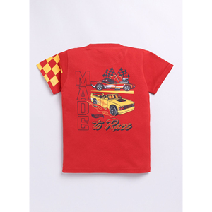 Camiseta de Algodón Roja con Estampado para Niños Carrydreams, Diseño Gráfico de Carreras, Cómoda y Casual para Niños - Product Image 1
