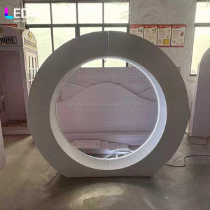 LEDA Custom <b>Backdrop</b> <b>Stand</b> Acrylic Huge High Quality Circular Arch with Luminous White Light Strip for Wedding Events Decoration - Product Image 4