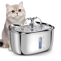 Fontaine à eau pour animaux de compagnie très vendue, fontaine à eau automatique en acier inoxydable, fontaine à eau pour chat, 2,4 L, acier inoxydable 304