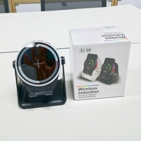 Chargeur sans fil 3-en-1, enceinte Bluetooth avec lumière LED RGB, support de téléphone pour la maison et les fêtes