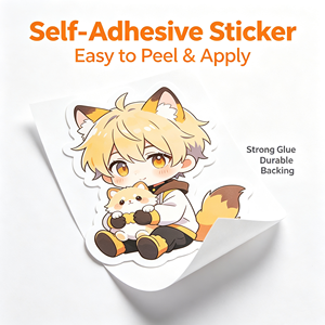 Autocollant Anime Chibi Garçon Renard, Étiquette Dessin Animé Imperméable, Forme Irrégulière, Vinyle Auto-Adhésif, Décoration Cadeau Artisanat - Product Image 2