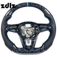 Volant en cuir perforé personnalisé bleu poudre en fibre de carbone forgée pour VW Golf 8, compatible avec Volkswagen Mk8 GTI Tiguan