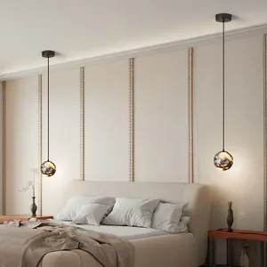 Lampe suspendue de style marbre français, lampe suspendue de luxe pour la tête de lit de la chambre à coucher, artisanat exquis - Product Image 4