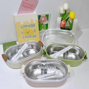 Contenitore per Pranzo Portatile in Acciaio Inox da 1000ML con Coperchi in Plastica Trasparente, Resistente, 2 Scomparti, Termico - Product Image 4
