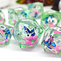 Jeu de dés personnalisé de fleurs polyédriques et de papillons en résine phosphorescente pour les jeux de rôle RPG du MDN Jeux de société