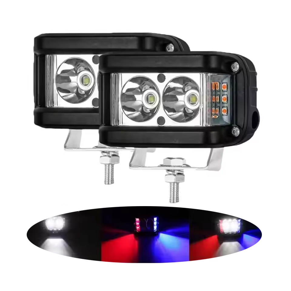 4インチ38W長方形LEDヘッドライトトライカラーホワイトブルー