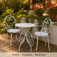 Ensemble de table et chaises d'extérieur trois pièces en métal pour balcon, idéal pour patio, jardin et salon de thé