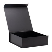 Boîte d'emballage de luxe pour vêtements hommes, contenant pliable et robuste, en noir, personnalisé, avec ruban, pour vente au détail, pièces