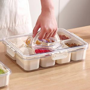 Plateau de service divisé avec couvercle et poignée, résistant à la chaleur, compatible lave-vaisselle, boîte à collation, organisateur pour plateau à fruits - Product Image 4