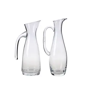 wholesale clear glass water jug glass juice jug with handle heavy base