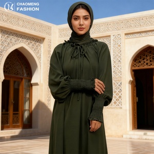 Nouvelle Robe Chic 9.9 à Col Cordon Plissé, Dentelle, Manches Longues Élastiques, Mousseline Bulle Unie, Élégante et Populaire pour Femme 6764 # - Product Image 1