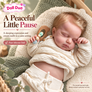 Muñeca Duo Personalizada de Silicona de 18 Pulgadas, Cuerpo Completo, Bebé Reborn Dormido, Color Crema, Dos Piezas, Regalo de Navidad Personalizado para Niños - Product Image 1