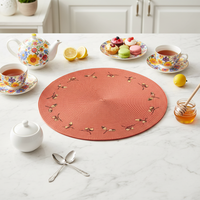 Nouveauté : Sets de table ronds classiques en PP tissé avec broderie de noix, écologiques, pour restaurant et maison