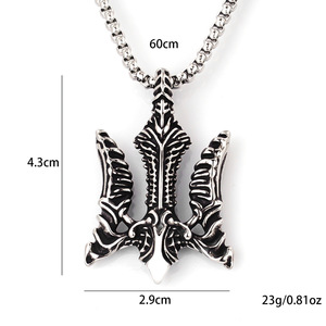 Nuevo Collar con Colgante de Cadena de Serpiente de Acero Inoxidable Estilo Retro Europeo Americano, con Doble Lado de Ancla y <span class=keywords><strong>Tridente</strong></span>, el Más Vendido - Product Image 5