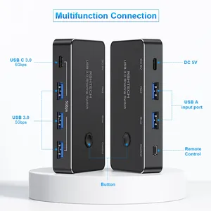 Rshtech <span class=keywords><strong>USB</strong></span> C 2 máy tính chia sẻ <span class=keywords><strong>4</strong></span>-<span class=keywords><strong>Port</strong></span> <span class=keywords><strong>USB</strong></span> 3.0 5Gbps chuyển đổi Selector điều khiển <span class=keywords><strong>KVM</strong></span> Switcher cho bàn phím chuột ổ đĩa flash - Product Image 3