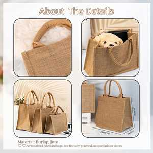 Sac fourre-tout en jute personnalisé avec logo pour femmes, sacs à main en toile de jute personnalisés, sacs de plage pour cadeaux de mariage, sacs à main pour demoiselles d'honneur - Product Image 4