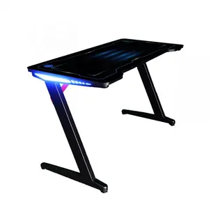 गर्म बिक्री मेसा डे Juego कोकोस कीलिंग द्वीप कस्टम शैली उच्च गुणवत्ता काले आरजीबी गेमिंग कंप्यूटर पीसी Gamer के लिए रोशनी का नेतृत्व किया टेबल डेस्क
