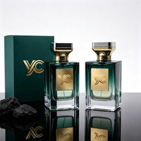 Flacon de parfum de luxe en verre à fond épais, vide, avec bouchon en bois à sertir, logo personnalisé en relief, papier premium