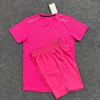 Ensemble de t-shirt et short de sport d'été personnalisé pour homme, en polyester/élasthanne tricoté léger 180g, idéal pour la course et l'entraînement, vente en gros