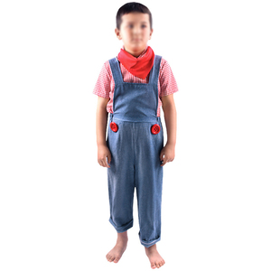 Garçons filles agriculteur professionnel Cosplay pantalon à bretelles bleues Costume d'Halloween enfant travailleur migrant tenues de Performance - Product Image 5