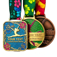 Médailles de gymnastique créatives très demandées, médailles carrées de gymnastique en émail Hibiscus pour les récompenses sportives de Noël pour les jeunes, vente en gros personnalisée
