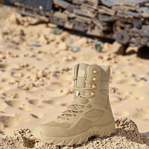Botas Tácticas de Desierto Personalizables de Cuero y Goma Color Caqui/Negro para Entrenamiento al Aire Libre, Venta al Por Mayor Directa de Fábrica - Product Image 1