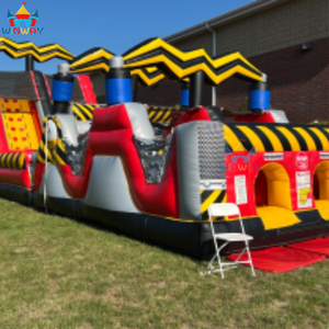 Vente en gros d'usine Parcours d'obstacles gonflable haute tension avec toboggan 9x3m en PVC Capacité 20 personnes Garantie 3 ans - Product Image 2