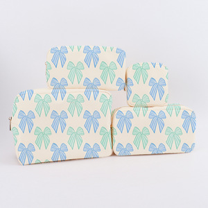 OEM Fashion 4pcs Bow Printed <strong>Cosmetic</strong> <strong>Bag</strong> Set Top Quality Nylon Makeup <strong>Bags</strong> New Trend Women Small Purses Custom <strong>Bag</strong> <strong>Manufacturer</strong> - Product Image 3