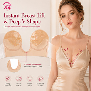 Sexy U-vormige diep decolleté bh naadloze draadloze damesondergoed push-up comfortabele lage uitgesneden <span class=keywords><strong>plus</strong></span> <span class=keywords><strong>size</strong></span> rugloze sport bh - Product Image 2