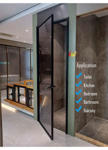 Porte per ufficio con <span class=keywords><strong>specchio</strong></span> <span class=keywords><strong>a</strong></span> <span class=keywords><strong>battente</strong></span> HDSAFE Design anteriore in alluminio con porte d'ingresso in vetro trasparente <span class=keywords><strong>porta</strong></span> <span class=keywords><strong>a</strong></span> <span class=keywords><strong>battente</strong></span> semplice in alluminio 2020 moderna - Product Image 4