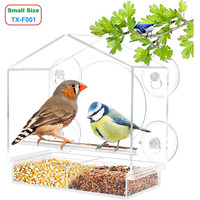 Mangeoire à oiseaux à fixer sur fenêtre, mangeoire transparente à ventouse avec double compartiment pour l'observation des oiseaux sauvages en extérieur