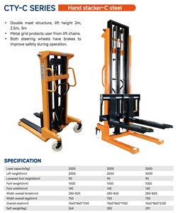 Apilador Manual Yuande de 2T/3T con Marco de <span class=keywords><strong>Doble</strong></span> Puerta en Forma de C, Mástil de Dos Etapas, Neumáticos Sólidos/de Poliuretano, Tracción Trasera, 685 mm - Product Image 6