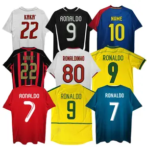 KAKA 22 # เสื้อฟุตบอลวินเทจย้อนยุคคลาสสิกระบายอากาศชุดฟุตบอลคุณภาพสูงพิมพ์คุณภาพสูงขายส่งเสื้อยืด
