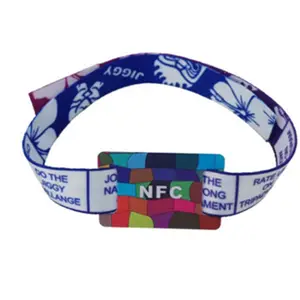 QR קוד RFID NFC תג ארוג בד צמיד עם mifare Ultralight שבב