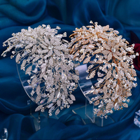 Serre-tête de mariée de luxe fait main avec strass et cristaux marquise en alliage pour femme