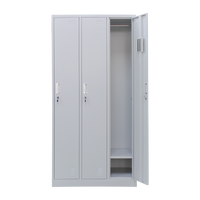 Casier de vestiaire pour ouvriers d'usine, 3 portes, en acier, avec serrure à clé, auto-fermant, durable, pour le rangement des vêtements