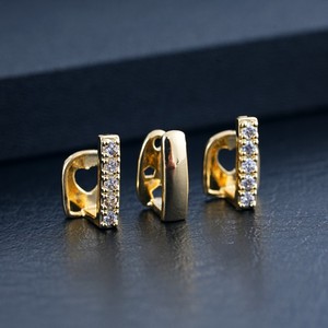 Ensemble de trois grillz dorés pour les dents, bijoux de fête avec incrustation de zircon - Product Image 2